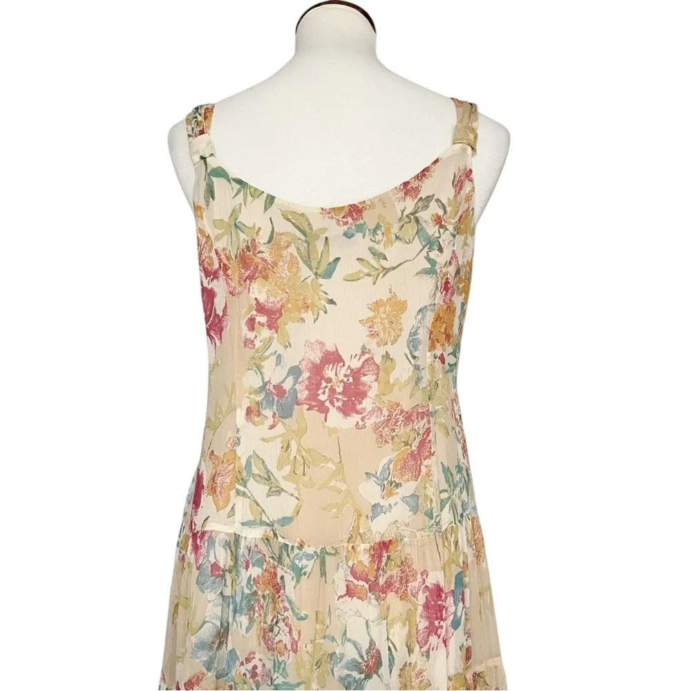 Nine West Floral‎ Sleeveless 100% Silk Tiared Dress Size 10P Dainty - Picture 6 of 12